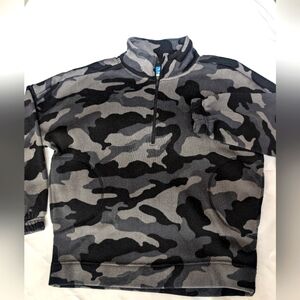 Boys Old Navy Mock-Neck Sweater-Fleece 1/2-Zip Pullover Black Camo size XL 14/16